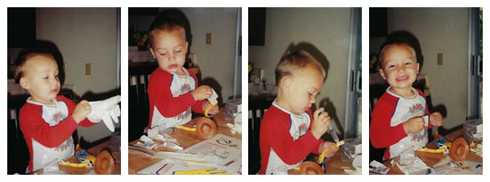 Braiden at 3 years-old giving Woody an infusion.